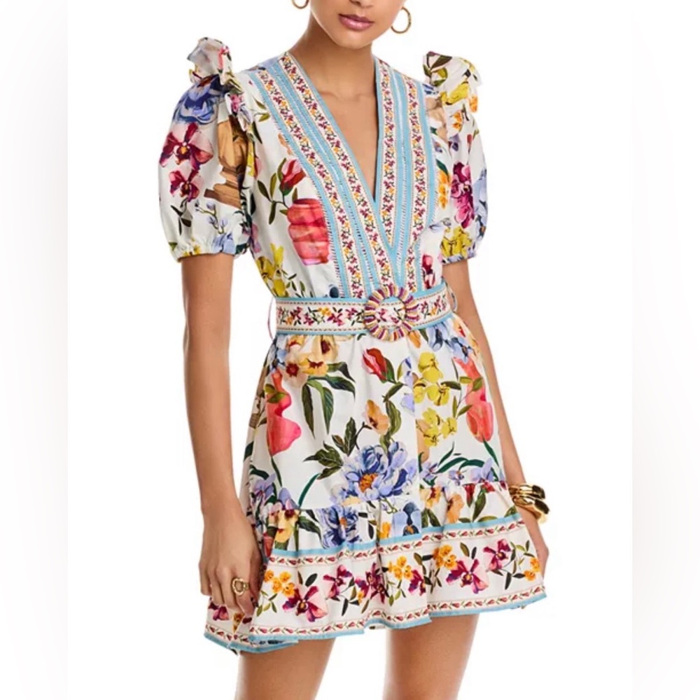 Farm Rio multicolor Floral Puff Sleeve Dress